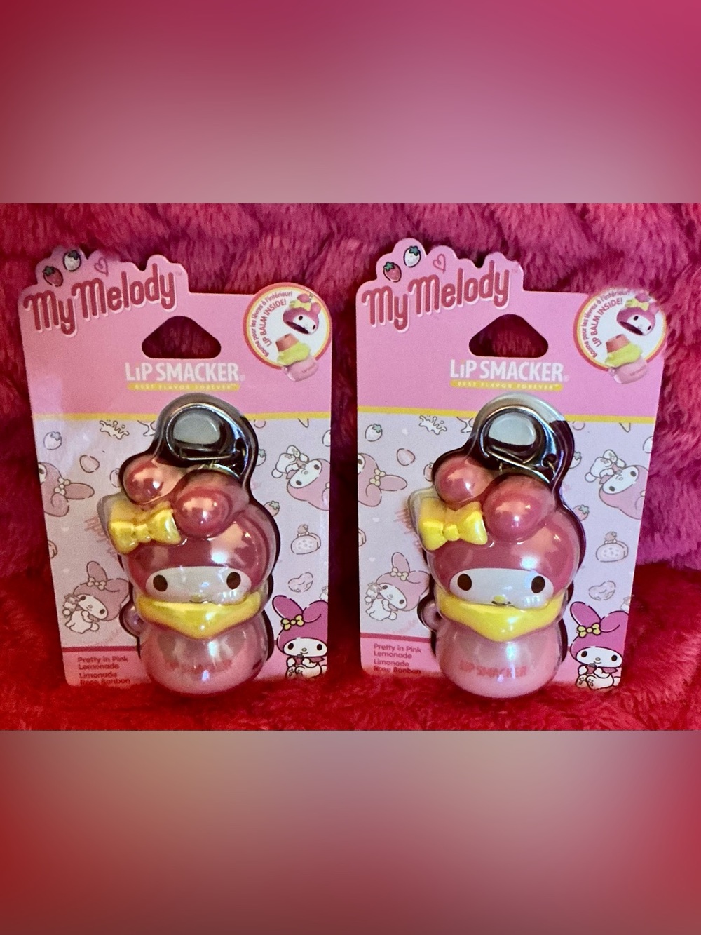 Lip Smacker My Melody Keychain Lip Balm — Shiny Pink with Yellow Bow